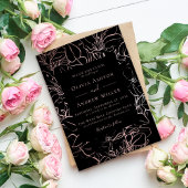 Invitation Rose noir Mariage Floral or