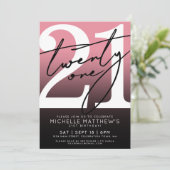 Invitation Rose Noir Moderne 21e Anniversaire (Debout devant)