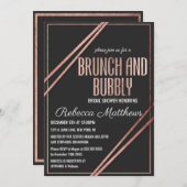 Invitation Rose Noir Moderne Gold Chic Brunch Linear Bubbly (Devant / Derrière)
