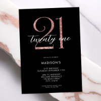 Rose noir moderne or élégant 21e anniversaire
