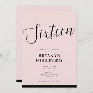Invitation Rose & Noir Moderne Script doux 16