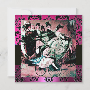 Invitation ROSE, NOIR, MONOGRAMME DE DOMMASSE PURPLE, blanc, 