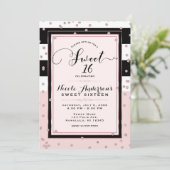 Invitation Rose Noir Noir Blanc Rose Or SWEET 16 Partie (Debout devant)