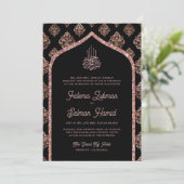 Invitation Rose noir or Damask Arch Mariage musulman (Debout devant)