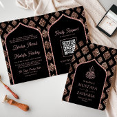 Invitation Rose noir or Damask Arch QR Code Musulman Mariage