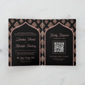 Invitation Rose noir or Damask Arch QR Code Musulman Mariage (Intérieur)