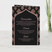 Invitation Rose noir or Damask Arch QR Code Musulman Mariage (Dos)