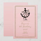 Invitation Rose Noir Or Valse Danseuse Princesse (Devant / Derrière)