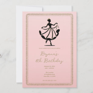 Invitation Rose Noir Or Valse Danseuse Princesse