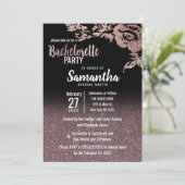 Invitation Rose noir Parties scintillant or Floral Bacheloret (Debout devant)