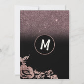 Invitation Rose noir Parties scintillant or Floral Bacheloret (Dos)