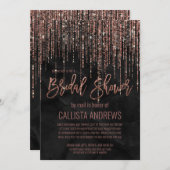 Invitation Rose noir Parties scintillant or Pearl Fête des ma (Devant / Derrière)