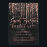Invitation Rose noir Parties scintillant or perle marbre doux<br><div class="desc">Cette invitation glamour et de luxe Sweet sixteen anniversaire est le design parfait pour l'événement spécial de votre jeune fille adolescente. Il est doté d'un rideau de parties scintillant en or brillant rose avec une typographie de parties scintillant sur un élégant arrière - plan en marbre noir perlé. C'est un...</div>