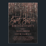 Invitation Rose noir Parties scintillant or perle marbre doux<br><div class="desc">Cette invitation glamour et de luxe Sweet sixteen anniversaire est le design parfait pour l'événement spécial de votre jeune fille adolescente. Il est doté d'un rideau de parties scintillant en or brillant rose avec une typographie de parties scintillant sur un élégant arrière - plan en marbre noir perlé. C'est un...</div>
