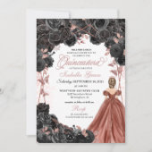 Invitation Rose noir  rose papillon Parties scintillant Quinc (Devant)