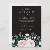 Invitation Rose noir roux Floral Automne Boho Mariage (Devant)