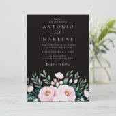 Invitation Rose noir roux Floral Automne Boho Mariage (Debout devant)