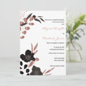 Invitation Rose noir sophistiqué Mariage glamour floral or  (Debout devant)