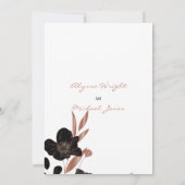 Invitation Rose noir sophistiqué Mariage glamour floral or  (Dos)