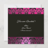 Invitation ROSE, NOIR, VIOLET DAMAS MONOGRAMME, blanc, fuchsi (Dos)