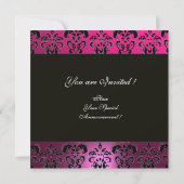 Invitation ROSE, NOIR, VIOLET DAMASQUE MONOGRAMME, blanc, fuc (Dos)