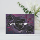 Invitation Rose noir violet photo Enregistrer notre date (Debout devant)