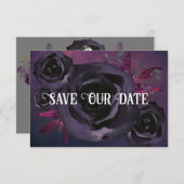 Invitation Rose noir violet photo Enregistrer notre date (Devant / Derrière)