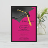 Invitation rose noire de fête de remise des (Debout devant)