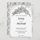 Invitation Rose noire et blanche (Devant / Derrière)