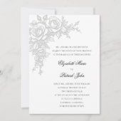 Invitation Rose noire et blanche Mariage Formel Classique Int (Devant)