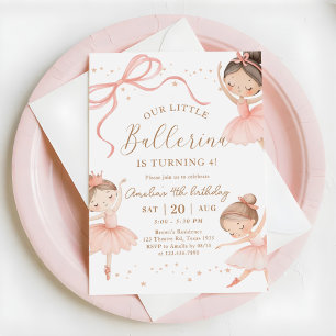 Invitation Rose Notre petite ballerine Fête d'anniversaire de