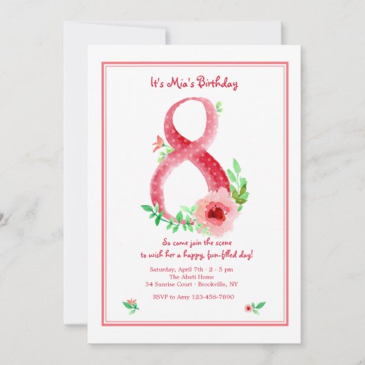 Invitation rose Numéro 8 (Devant)