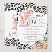 Invitation Rose Numéro Foliage Safari Deux Anniversaire Sauva (Devant / Derrière)