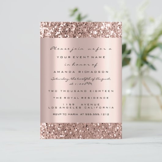 Invitation Rose nuptiale simple Parties scintillant Gold Spar (Debout devant)