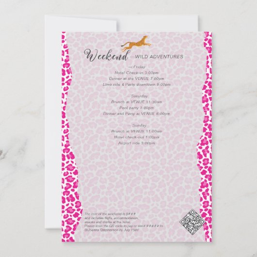 Invitation Rose Obtenons Wild Coogar Leopard Bachelorette (Dos)