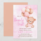 Invitation Rose on peut attendre prématurément fille ours Bab (Devant / Derrière)