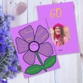 Invitation Rose & Or 60e anniversaire simple Doodle Flower