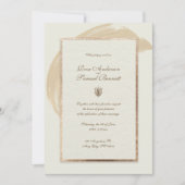 Invitation Rose or Aquarelle brosse pointes Mariage Invitat (Devant)