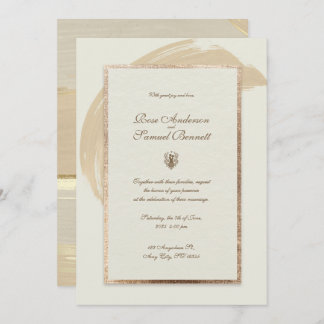 Invitation Rose or Aquarelle brosse pointes Mariage Invitat