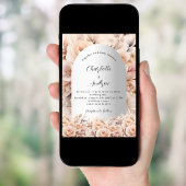 Invitation Rose or argent rose arche florale élégant mariage