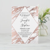Invitation Rose or blanc marbre moderne Fiançailles (Debout devant)