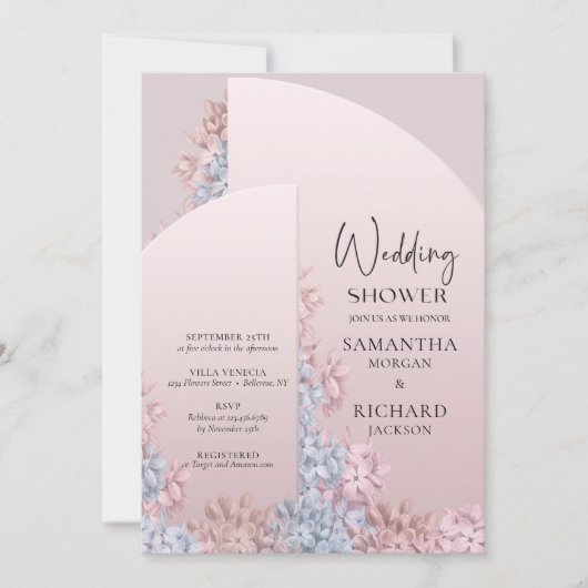 Invitation Rose or blush rose arche printemps mariage douche (Devant)