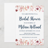 Invitation rose or botanique moderne douche nuptiale (Devant / Derrière)