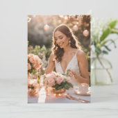 Invitation rose or botanique moderne douche nuptiale (Debout devant)