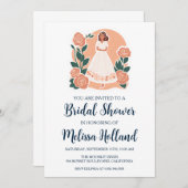 Invitation rose or botanique moderne douche nuptiale (Devant / Derrière)