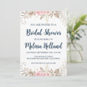 Invitation rose or botanique moderne douche nuptiale (Debout devant)