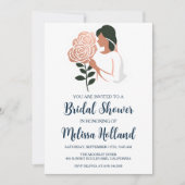 Invitation rose or botanique moderne douche nuptiale (Devant)