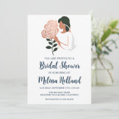 Invitation rose or botanique moderne douche nuptiale (Debout devant)