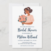 Invitation rose or botanique moderne douche nuptiale (Devant)