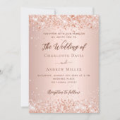 Invitation Rose or code QR RSVP détails mariage (Devant)